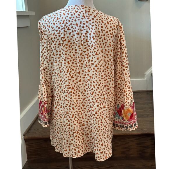 Savanna Jane Natalia Embroidered Boho Top - Leopard Spots Size Small - Picture 6 of 12